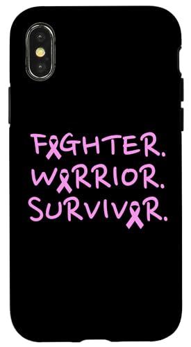 Fighter Warrior Survivor Breast Cancer Awareness Brustkrebs Hülle für iPhone X/XS von Rosa Schleife Brustkrebsmonat Oktober Geschenke