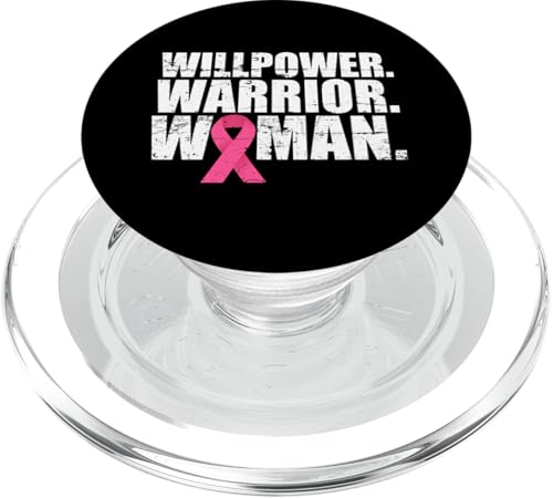 Willpower Warrior Woman Rosa Schleife Brustkrebs PopSockets PopGrip für MagSafe von Rosa Schleife Brustkrebsmonat Oktober Geschenke