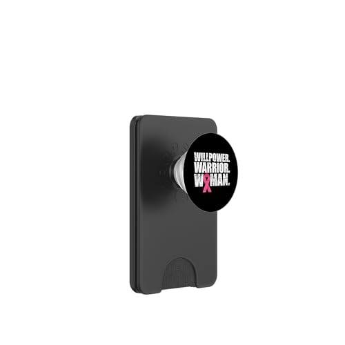 Willpower Warrior Woman Rosa Schleife Brustkrebs PopSockets PopWallet für MagSafe von Rosa Schleife Brustkrebsmonat Oktober Geschenke