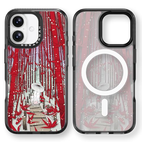 Rosarnnah Kompatibel mit iPhone 16 Hülle für Magsafe – Roter Bambus Schwarz Cover Design – niedliche Ästhetik Handyhülle für iPhone 16 6.1" von Rosarnnah