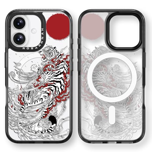 Rosarnnah Kompatibel mit iPhone 16 Hülle für Magsafe – Weißer Tiger Schwarz Cover Design – niedliche Ästhetik Handyhülle für iPhone 16 6.1" Rosarnnah Kompatibel mit iPhone 16 Hülle für Magsafe – Weißer Tiger Schwarz Cover Design – niedliche Ästhetik Handyhülle für iPhone 16 6.1" von Rosarnnah