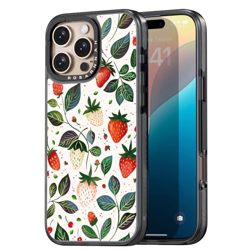 Rosarnnah Kompatibel mit iPhone 16 Pro Max Hülle – Reifende Erdbeere Schwarz Cover Design – niedliche Ästhetik Handyhülle für iPhone 16 Pro Max 6.9" Rosarnnah Kompatibel mit iPhone 16 Pro Max Hülle – Reifende Erdbeere Schwarz Cover Design – niedliche Ästhetik Handyhülle für iPhone 16 Pro Max 6.9" von Rosarnnah