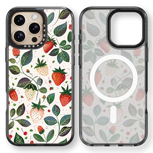 Rosarnnah Kompatibel mit iPhone 16 Pro Max Hülle für Magsafe – Reifende Erdbeere Schwarz Cover Design – niedliche Ästhetik Handyhülle für iPhone 16 Pro Max 6.9" Rosarnnah Kompatibel mit iPhone 16 Pro Max Hülle für Magsafe – Reifende Erdbeere Schwarz Cover Design – niedliche Ästhetik Handyhülle für iPhone 16 Pro Max 6.9" von Rosarnnah