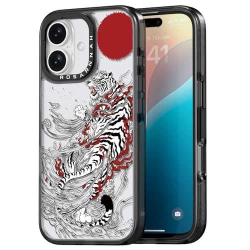 Rosarnnah Kompatibel mit iPhone 16 Hülle – Weißer Tiger Schwarz Cover Design – niedliche Ästhetik Handyhülle für iPhone 16 6.1" Rosarnnah Kompatibel mit iPhone 16 Hülle – Weißer Tiger Schwarz Cover Design – niedliche Ästhetik Handyhülle für iPhone 16 6.1" von Rosarnnah