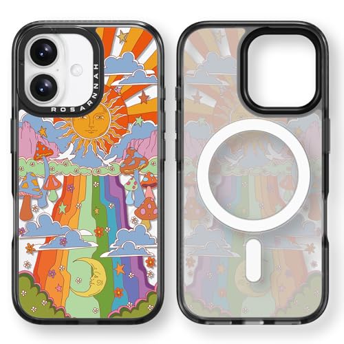 Rosarnnah Kompatibel mit iPhone 16 Hülle für Magsafe – Pilz Schwarz Cover Design – niedliche Ästhetik Handyhülle für iPhone 16 6.1" von Rosarnnah