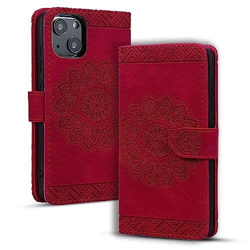 Rosbtib Flip Case für iPhone 15 Plus 6,7 Zoll Cover, Vintage Premium PU Leder Brieftasche Handyhülle mit Mandala geprägtem Design Cover für iPhone 15 Plus 6,7 Zoll - Rot Rosbtib Flip Case für iPhone 15 Plus 6,7 Zoll Cover, Vintage Premium PU Leder Brieftasche Handyhülle mit Mandala geprägtem Design Cover für iPhone 15 Plus 6,7 Zoll - Rot von Rosbtib