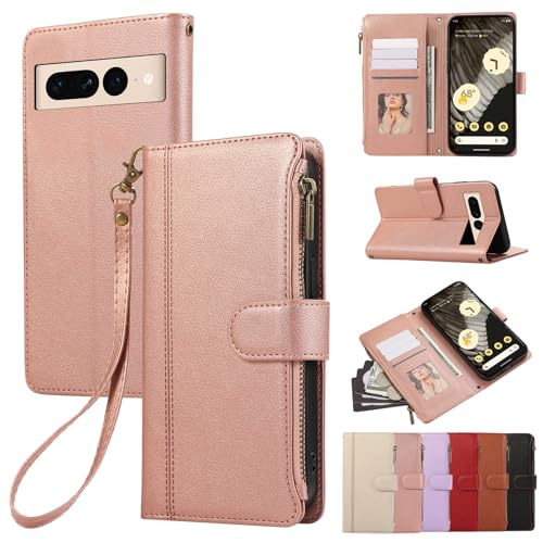 Rosbtib Handyhülle für Google Pixel 7 Pro 5G 6.7 Zoll 2022 Lederhülle Reißverschluss Magnetverschluss Brieftasche mit 4 Kartenfächern Standfuntion Retro Ledertasche Google Pixel 7 Pro Hülle, Roségold Rosbtib Handyhülle für Google Pixel 7 Pro 5G 6.7 Zoll 2022 Lederhülle Reißverschluss Magnetverschluss Brieftasche mit 4 Kartenfächern Standfuntion Retro Ledertasche Google Pixel 7 Pro Hülle, Roségold von Rosbtib