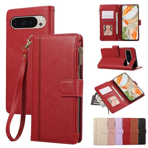Rosbtib Handyhülle für Google Pixel 9/Google Pixel 9 Pro 6.3" 2024 Lederhülle Reißverschluss Magnetverschluss Brieftasche mit 4 Kartenfächern Standfuntion Retro Ledertasche Pixel 9 Pro Hülle, Rot Rosbtib Handyhülle für Google Pixel 9/Google Pixel 9 Pro 6.3" 2024 Lederhülle Reißverschluss Magnetverschluss Brieftasche mit 4 Kartenfächern Standfuntion Retro Ledertasche Pixel 9 Pro Hülle, Rot von Rosbtib