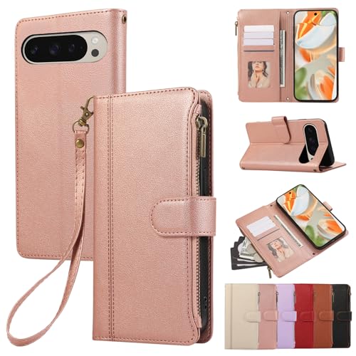 Rosbtib Handyhülle für Google Pixel 9/Google Pixel 9 Pro 6.3" 2024 Lederhülle Reißverschluss Magnetverschluss Brieftasche mit 4 Kartenfächern Standfuntion Retro Ledertasche Pixel 9 Pro Hülle, Roségold Rosbtib Handyhülle für Google Pixel 9/Google Pixel 9 Pro 6.3" 2024 Lederhülle Reißverschluss Magnetverschluss Brieftasche mit 4 Kartenfächern Standfuntion Retro Ledertasche Pixel 9 Pro Hülle, Roségold von Rosbtib