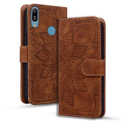 Rosbtib Handyhülle für Huawei Y6 2019/ Y6 Pro 2019/ Honor Play 8A Premium PU Leder Hülle mit Magnetic Closure Standfunktion Flip Cover Mandala Prägung Huawei Y6 2019 - Braun von Rosbtib