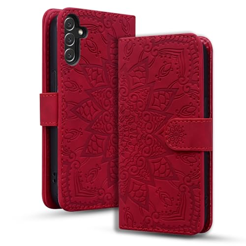 Rosbtib Handyhülle für Samsung Galaxy A16 5G Premium PU Leder Hülle mit Magnetic Closure Standfunktion Flip Cover Mandala Prägung Galaxy A16 6.7 Zoll 2024 - Rot Rosbtib Handyhülle für Samsung Galaxy A16 5G Premium PU Leder Hülle mit Magnetic Closure Standfunktion Flip Cover Mandala Prägung Galaxy A16 6.7 Zoll 2024 - Rot von Rosbtib