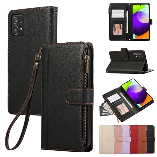 Rosbtib Handyhülle für Samsung Galaxy A52 4G/5G/A52S 5G Lederhülle Reißverschluss Magnetverschluss Brieftasche mit 4 Kartenfächern Standfuntion Retro Ledertasche Galaxy A52 4G/5G Hülle, Schwarz Rosbtib Handyhülle für Samsung Galaxy A52 4G/5G/A52S 5G Lederhülle Reißverschluss Magnetverschluss Brieftasche mit 4 Kartenfächern Standfuntion Retro Ledertasche Galaxy A52 4G/5G Hülle, Schwarz von Rosbtib