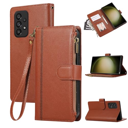 Rosbtib Handyhülle für Samsung Galaxy A53 5G Lederhülle Reißverschluss Magnetverschluss Brieftasche mit 4 Kartenfächern Standfuntion Retro Ledertasche Galaxy A53 5G Hülle, Braun Rosbtib Handyhülle für Samsung Galaxy A53 5G Lederhülle Reißverschluss Magnetverschluss Brieftasche mit 4 Kartenfächern Standfuntion Retro Ledertasche Galaxy A53 5G Hülle, Braun von Rosbtib