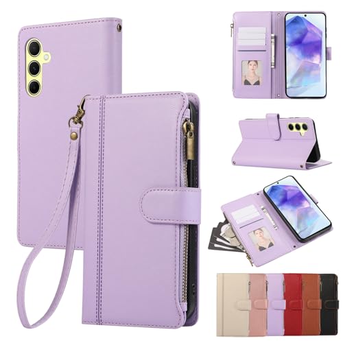 Rosbtib Handyhülle für Samsung Galaxy A55 5G Lederhülle Reißverschluss Magnetverschluss Brieftasche mit 4 Kartenfächern Standfuntion Retro Ledertasche Galaxy A55 5G Hülle, Lila Rosbtib Handyhülle für Samsung Galaxy A55 5G Lederhülle Reißverschluss Magnetverschluss Brieftasche mit 4 Kartenfächern Standfuntion Retro Ledertasche Galaxy A55 5G Hülle, Lila von Rosbtib