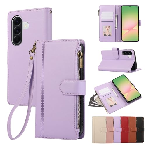 Rosbtib Handyhülle für Samsung Galaxy A56 5G 6.7 Zoll 2025 Lederhülle Reißverschluss Magnetverschluss Brieftasche mit 4 Kartenfächern Standfuntion Retro Ledertasche Galaxy A56 Hülle, Lila Rosbtib Handyhülle für Samsung Galaxy A56 5G 6.7 Zoll 2025 Lederhülle Reißverschluss Magnetverschluss Brieftasche mit 4 Kartenfächern Standfuntion Retro Ledertasche Galaxy A56 Hülle, Lila von Rosbtib