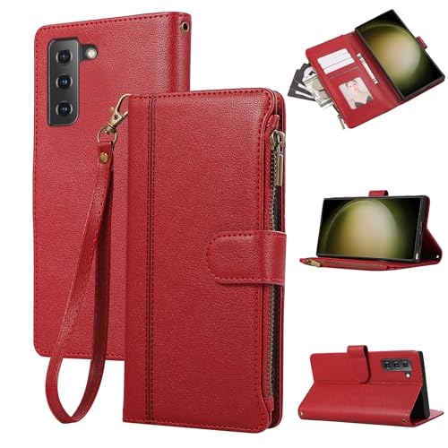 Rosbtib Handyhülle für Samsung Galaxy S21 FE 5G Lederhülle Reißverschluss Magnetverschluss Brieftasche mit 4 Kartenfächern Standfuntion Retro Ledertasche Galaxy S21 FE 5G Hülle, Rot Rosbtib Handyhülle für Samsung Galaxy S21 FE 5G Lederhülle Reißverschluss Magnetverschluss Brieftasche mit 4 Kartenfächern Standfuntion Retro Ledertasche Galaxy S21 FE 5G Hülle, Rot von Rosbtib