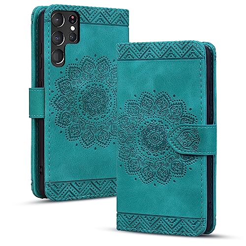 Rosbtib Handyhülle für Samsung Galaxy S23 Ultra 5G Premium PU - Leder Flip Cover mit Kartenfach Magnetverschluss Ständer Funktion Mandala Prägung Galaxy S23 Ultra - Grün Rosbtib Handyhülle für Samsung Galaxy S23 Ultra 5G Premium PU - Leder Flip Cover mit Kartenfach Magnetverschluss Ständer Funktion Mandala Prägung Galaxy S23 Ultra - Grün von Rosbtib