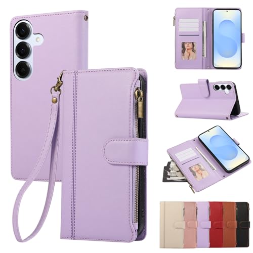 Rosbtib Handyhülle für Samsung Galaxy S25 2025/S24 2024 6.2 Zoll Lederhülle Reißverschluss Magnetverschluss Brieftasche mit 4 Kartenfächern Standfuntion Retro Ledertasche Galaxy S25 Hülle, Lila Rosbtib Handyhülle für Samsung Galaxy S25 2025/S24 2024 6.2 Zoll Lederhülle Reißverschluss Magnetverschluss Brieftasche mit 4 Kartenfächern Standfuntion Retro Ledertasche Galaxy S25 Hülle, Lila von Rosbtib