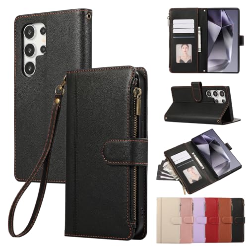 Rosbtib Handyhülle für Samsung Galaxy S24 Ultra 6.5 Zoll 2024 Lederhülle Reißverschluss Magnetverschluss Brieftasche mit 4 Kartenfächern Standfuntion Retro Ledertasche Galaxy S24 Ultra Hülle, Schwarz Rosbtib Handyhülle für Samsung Galaxy S24 Ultra 6.5 Zoll 2024 Lederhülle Reißverschluss Magnetverschluss Brieftasche mit 4 Kartenfächern Standfuntion Retro Ledertasche Galaxy S24 Ultra Hülle, Schwarz von Rosbtib
