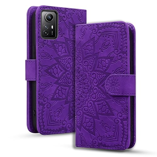 Rosbtib Handyhülle für Xiaomi Redmi Note 12S 4G Premium PU Leder Hülle mit Magnetic Closure Standfunktion Flip Cover Mandala Prägung Redmi Note 12S 4G 2023- Lila von Rosbtib