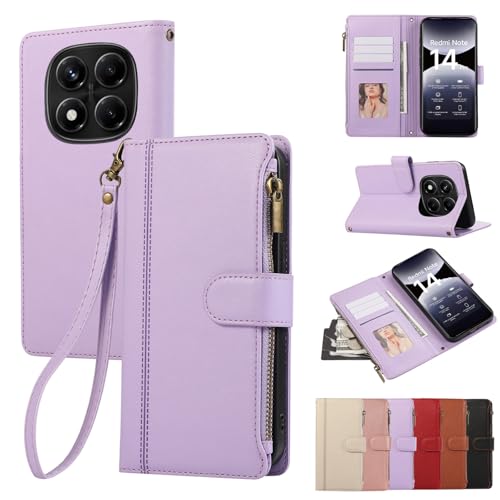 Rosbtib Handyhülle für Xiaomi Redmi Note 14 Pro 5G/Redmi Note 14 Pro Plus 5G 6.67 Zoll 2025 Lederhülle Reißverschluss Magnetverschluss Brieftasche mit 4 Kartenfächern Standfuntion, Lila Rosbtib Handyhülle für Xiaomi Redmi Note 14 Pro 5G/Redmi Note 14 Pro Plus 5G 6.67 Zoll 2025 Lederhülle Reißverschluss Magnetverschluss Brieftasche mit 4 Kartenfächern Standfuntion, Lila von Rosbtib