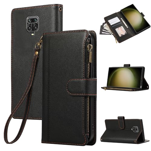 Rosbtib Handyhülle für Xiaomi Redmi Note 9S/ Note 9 Pro, Lederhülle mit Reißverschluss, Magnetverschluss, Brieftasche mit 4 Kartenfächern, Standfunktion, Retro, Schwarz Rosbtib Handyhülle für Xiaomi Redmi Note 9S/ Note 9 Pro, Lederhülle mit Reißverschluss, Magnetverschluss, Brieftasche mit 4 Kartenfächern, Standfunktion, Retro, Schwarz von Rosbtib
