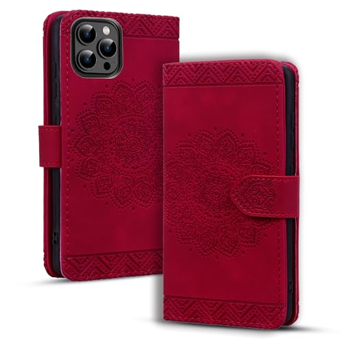 Rosbtib Handyhülle für iPhone 16 Pro Hülle Premium PU - Leder Schutzhülle mit Kartenfach Magnetverschluss Ständer Funktion Mandala Prägung Cover iPhone 16 Pro 6.3" 2024 - Rot Rosbtib Handyhülle für iPhone 16 Pro Hülle Premium PU - Leder Schutzhülle mit Kartenfach Magnetverschluss Ständer Funktion Mandala Prägung Cover iPhone 16 Pro 6.3" 2024 - Rot von Rosbtib