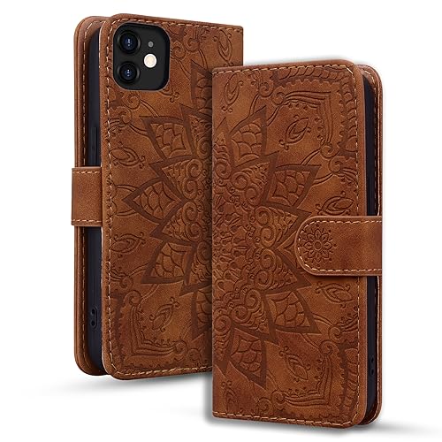 Rosbtib Handyhülle für iPhone 11 6.1" Premium PU Leder Hülle mit Magnetic Closure Standfunktion Flip Cover Mandala Prägung iPhone 11 6.1" - Braun Rosbtib Handyhülle für iPhone 11 6.1" Premium PU Leder Hülle mit Magnetic Closure Standfunktion Flip Cover Mandala Prägung iPhone 11 6.1" - Braun von Rosbtib