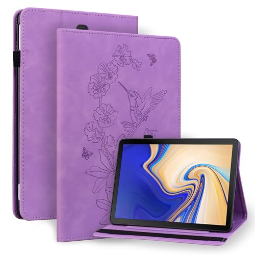 Rosbtib Hülle Galaxy Tab S4 10.5 T830 / T835 2018 PU Leder Schutzhülle mit Standfunktion Kartenfächer Elastisch Cover Galaxy S4 Hülle - Kolibri Blume Violett von Rosbtib