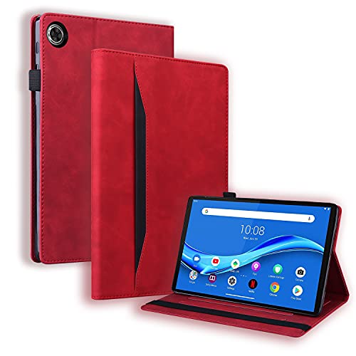 Rosbtib Hülle Kompatibel mit Lenovo Tab M10 FHD Plus 10,3 Zoll 2020 Leder Geschäftshülle Smart Schutzhülle Stifthalter Stand Wallet Cover mit Kartensteckplatz für TB-X606F,TB-X606X Tablet, Rot von Rosbtib