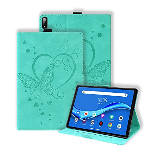 Rosbtib Hülle Lenovo Tab P12 Pro 12.6 Zoll (TB-Q706F/TB-Q706Z), Premium PU-Leder Ständer-Folio-Schutzhülle mit Bleistift Schnalle Multi-Angle Cover Schmetterling Muster für Lenovo Tab P12 Pro - Grün von Rosbtib
