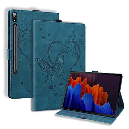 Rosbtib Hülle Samsung Galaxy Tab S8 Plus (SM-X800/X806)/ S7 Plus (SM-T970/T975)/ S7 FE (SM-T730/T736)12.4" PU Leder Flip Case Ständer TPU Cover Tasche Schutzhülle für Galaxy Tab S8+/ S7+/ S7 FE, Blau von Rosbtib