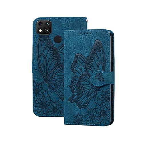 Rosbtib Hülle Xiaomi Redmi 9C/ Poco C31, Handyhülle Flip Tasche Klappbar PU Leder mit Standfunktion Magnetic Closure Schutzhülle für Xiaomi Redmi 9C/ Poco C31(Blau Schmetterling) von Rosbtib