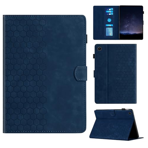 Rosbtib Hülle für Lenovo Tab M10 (3rd Gen) 10.1 Zoll 2022 Modell TB-328FU / TB-328XU Gehäuse mit Ständer mit Kartenschlitz, Sechseckiges strukturiertes Muster Kunstlederhülle, Blau von Rosbtib