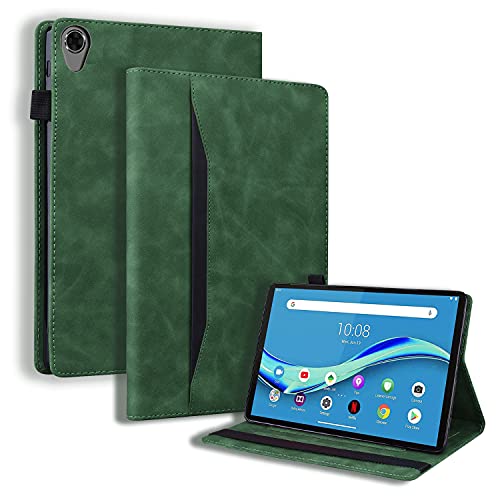 Rosbtib Hülle für Lenovo Tab M8 HD 2nd Gen/M8 FHD 8 Zoll,Leder Geschäftshülle Smart Schutzhülle Stifthalter Stand Wallet Cover mit Kartensteckplatz für M8 TB-8705F/ TB-8505F/ TB-8505X, Grün von Rosbtib