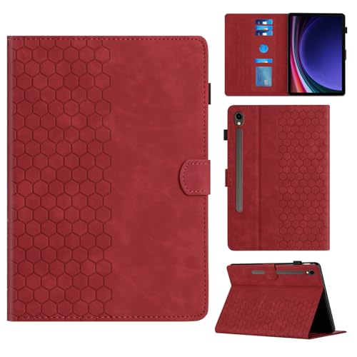 Rosbtib Hülle für Samsung Galaxy Tab S10 FE 2025 10.9"/S9 FE 2023 10.9"/S9 2023 11" Gehäuse mit Ständer mit Kartenschlitz, Sechseckiges strukturiertes Muster Kunstlederhülle, Rot Rosbtib Hülle für Samsung Galaxy Tab S10 FE 2025 10.9"/S9 FE 2023 10.9"/S9 2023 11" Gehäuse mit Ständer mit Kartenschlitz, Sechseckiges strukturiertes Muster Kunstlederhülle, Rot von Rosbtib