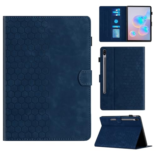 Rosbtib Hülle für Samsung Galaxy Tab S6 10.5 Zoll 2019 Modell SM-T860/T865 Gehäuse mit Ständer mit Kartenschlitz, Sechseckiges strukturiertes Muster Kunstlederhülle Für Galaxy Tab S6, Blau von Rosbtib