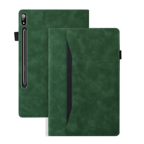 Rosbtib Hülle für Samsung Galaxy Tab S8 Plus/S7 Plus/ S7 FE/ S7 FE 5G Tablet Leder Geschäftshülle Smart Schutzhülle Stand Wallet Cover für Galaxy Tab S8+/S7+/ S7 FE 5G 12.4", Grün von Rosbtib