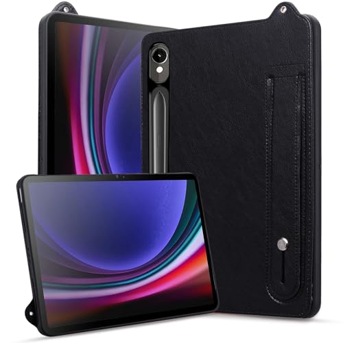 Rosbtib Hülle für Samsung Galaxy Tab S10 FE 2025/S9 FE 2023 10.9"/S9 2023 11", Stoßfest mit Ständer Slim Edition Kunstleder Tablet Hülle für Galaxy Tab S10 FE/S9 FE/S9(Handschlaufe), Schwarz von Rosbtib
