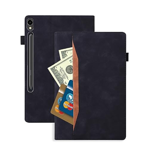 Rosbtib Tablet Hülle für Samsung Galaxy Tab S10 Plus 2024/S9 Plus 2023/ S8 Plus 2022/ S7 FE 2021/ S7 Plus 2020 12,4 Zoll PU - Leder Flip Case Schutzhülle mit Kartenschlitz, Business Schwarz von Rosbtib