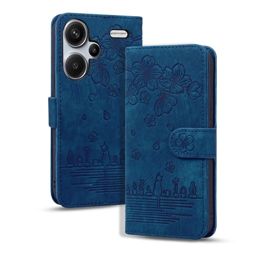 Rosbtib Hülle für Xiaomi Redmi Note 13 Pro+ 5G, Premium PU Leder Schutzhülle Magnetic Closure Standfunktion Flip Cover Handyhülle für Xiaomi Redmi Note 13 Pro Plus 5G (Blaue Katze) von Rosbtib