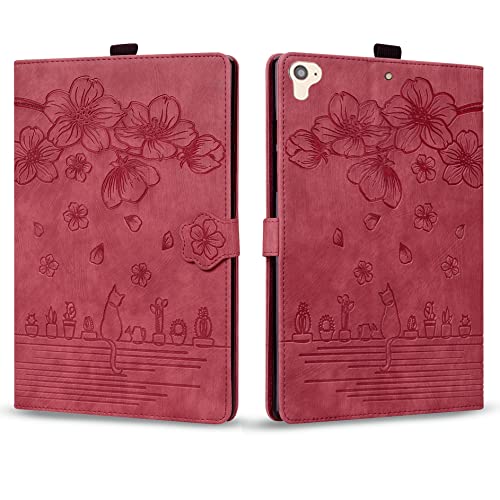 Rosbtib Hülle für iPad 9,7 Zoll (Modell 2018/2017, 6./5. Generation), PU Leder Flip Case Ständer TPU Cover Tasche Schutzhülle mit Kartenschlitz 9.7" iPad 6. Generation / 5. Generation, Rot von Rosbtib