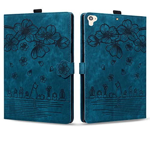 Rosbtib Hülle für iPad 9,7 Zoll (Modell 2018/2017, 6./5. Generation), PU Leder Flip Case Ständer TPU Cover Tasche Schutzhülle mit Kartenschlitz 9.7" iPad 6. Generation / 6. Generation, Blau von Rosbtib