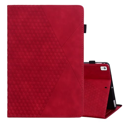 Rosbtib Hülle für iPad 9./8./7. Generation iPad 10.2 Zoll PU Leder Schutzhülle mit Standfunktion Kartenfächer Tablette-hüllen mit Elastisch Cover iPad 10.2, Rautenförmig Rot von Rosbtib