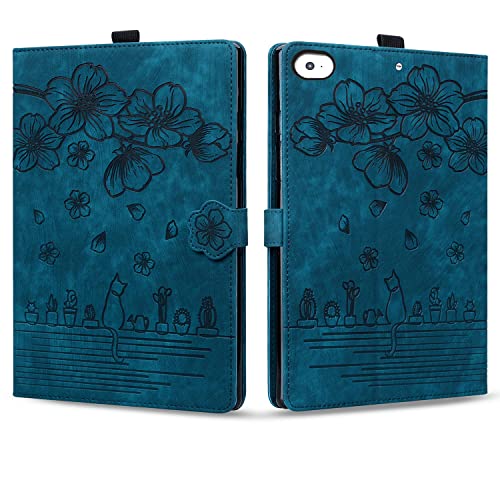 Rosbtib Hülle für iPad Mini 5/4/ 3/2/ 1 (7.9 Zoll), PU Leder Flip Case Ständer TPU Cover Tasche Schutzhülle mit Kartenschlitz iPad Mini 5/ Mini 4/ Mini 3/ Mini 2/ Mini 1, Blau Kätzchen von Rosbtib