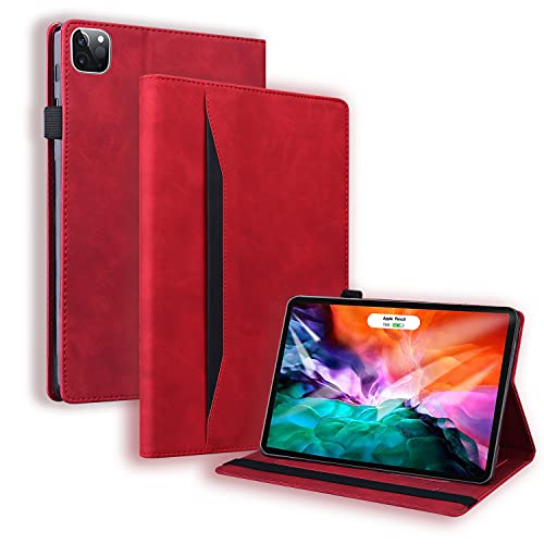 Rosbtib Hülle für iPad Pro 11 Zoll Alle Modelle, iPad Air 5/4 10,9 Zoll, Schutzhülle PU Leder Flip Case Ständer Tasche mit Kartenschlitz Tablet Hülle Geschäft Hülle iPad Pro 11 - Rot von Rosbtib