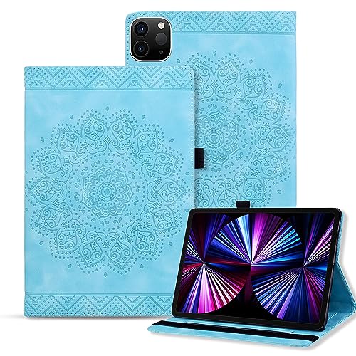 Rosbtib Hülle für iPad Pro 12,9 Zoll 6./5./4. Generation, ultradünne leichte Schutzhülle mit Mandala-Prägung Design für iPad Pro 12.9 2022/2021/2020 - Blau von Rosbtib