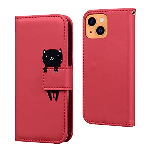 Rosbtib Hülle für iPhone 13 6.1 Zoll, Schutzhülle mit Ständer Funktion PU Leder Tasche Klappbar Handyhülle, Magnetverschluss Cover Stoßfest Schutzhülle für iPhone 13 - Rote Katze Rosbtib Hülle für iPhone 13 6.1 Zoll, Schutzhülle mit Ständer Funktion PU Leder Tasche Klappbar Handyhülle, Magnetverschluss Cover Stoßfest Schutzhülle für iPhone 13 - Rote Katze von Rosbtib