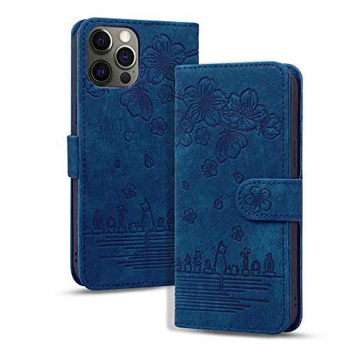 Rosbtib Hülle für iPhone 15 Plus Premium PU Leder Schutzhülle Magnetic Closure Standfunktion Flip Cover Handyhülle für iphone15 Plus (Blaue Katze) von Rosbtib