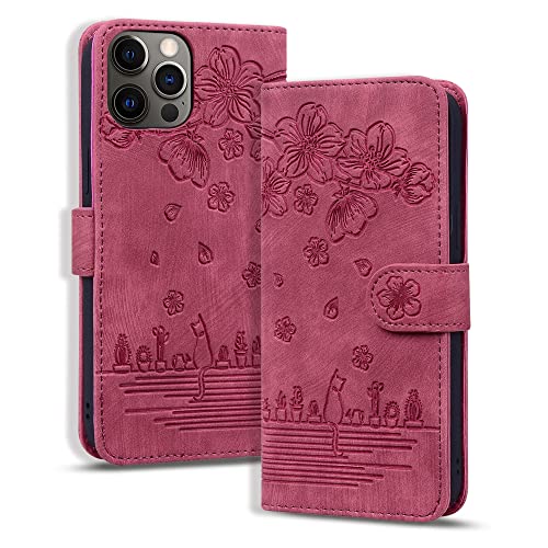 Rosbtib Hülle für iPhone 15 Plus Premium PU Leder Schutzhülle Magnetic Closure Standfunktion Flip Cover Handyhülle für iphone15 Plus (Rote Katze) von Rosbtib